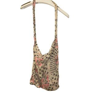 Free People reusable blak neon pink print cotton shopper FLOWER tote bag…